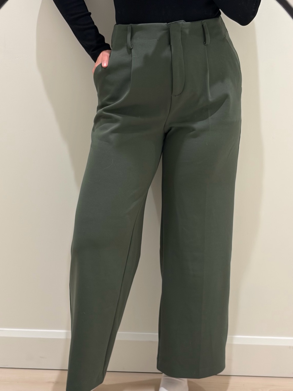 Reitmans Olive Green Wide-Leg Trousers